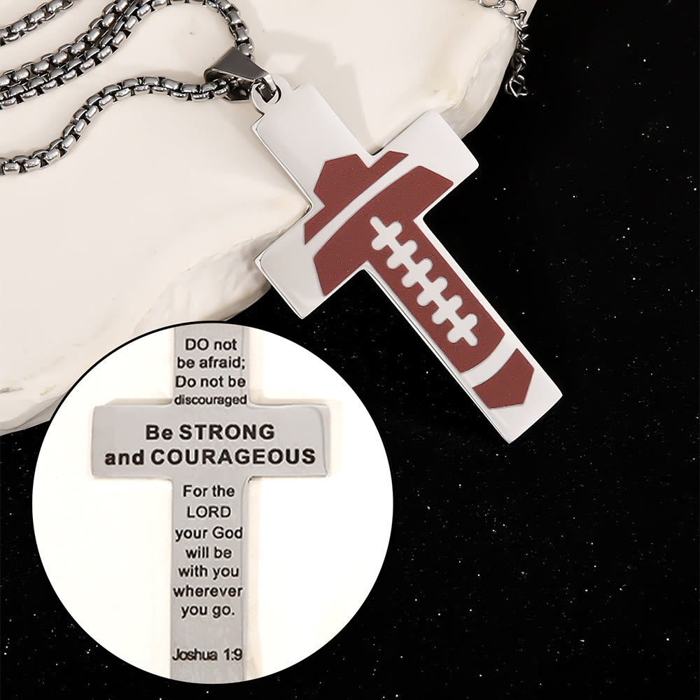 Collar de Cruz Estilo Deportivo de Fútbol "Ora por Bendiciones"