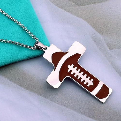 Collar de Cruz Estilo Deportivo de Fútbol "Ora por Bendiciones"