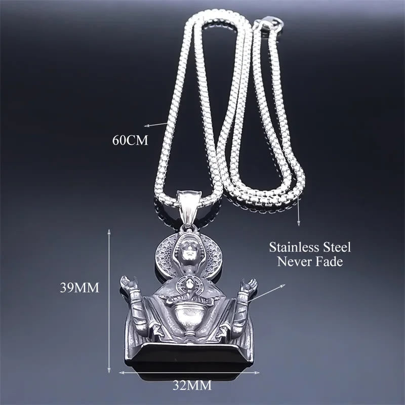 Collar Católico de Acero Inoxidable con Medallón de Protección de la Virgen María