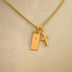 Collar Dorado con Medalla de Cruz y Escritura de Oración Bíblica Estilo Clásico