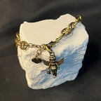 Pulsera de Bronce con Estrella de la Suerte, Ángel y Cruz de Corazón Estilo Retro