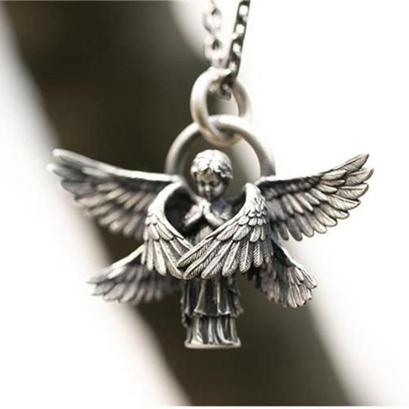 Collar de Buena Suerte con Dije de Ala de Ángel Orante
