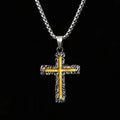 Collar con Dije de Cruz de Lava Plata-Dorado Estilo Minimalista