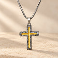 Minimalist Style Silver-golden Lava Cross Pendant Necklace