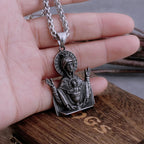 Collar Católico de Acero Inoxidable con Medallón de Protección de la Virgen María