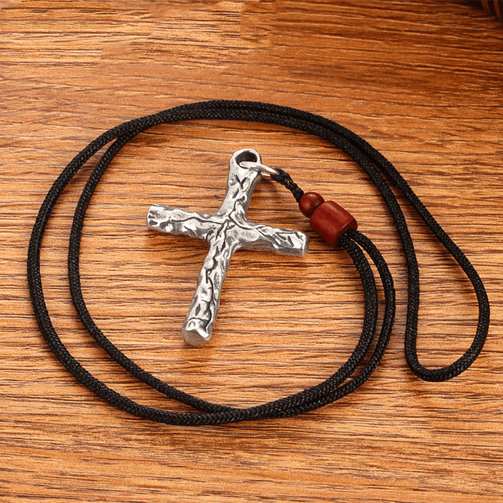 Collar de Cruz Agrietada Estilo Metal Pesado Minimalista