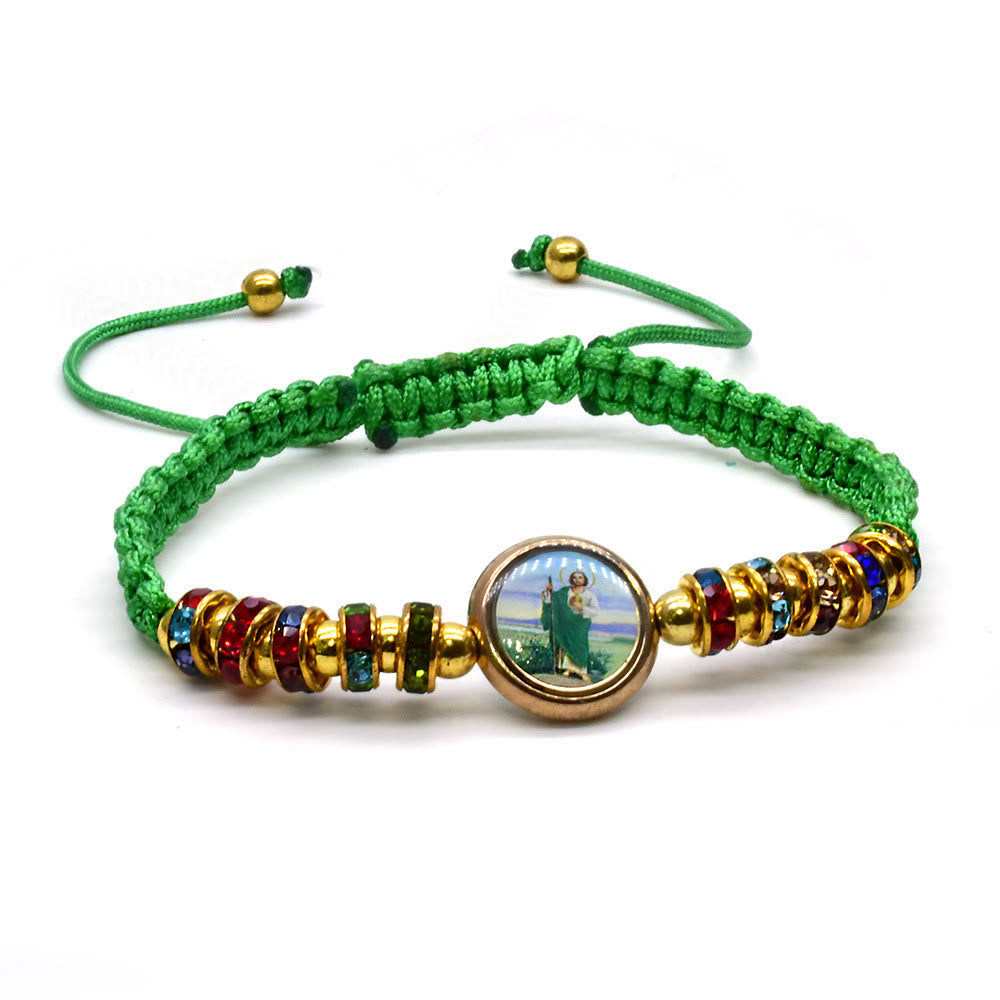 Pulsera Ajustable de Hilo Verde de San Judas