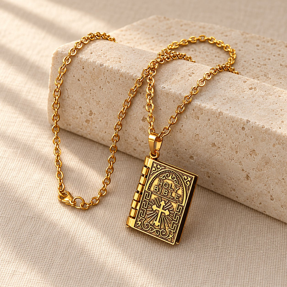Turnable Cross Holy Bible Pendant Quality Necklace