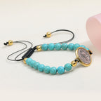 Pulsera de Cuentas de Turquesa de Oración y Bendición de San Benito