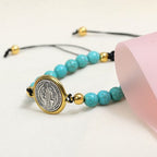 Pulsera de Cuentas de Turquesa de Oración y Bendición de San Benito