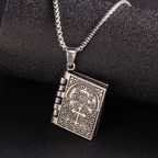 Collar de Calidad con Dije Giratorio de Cruz y Santa Biblia