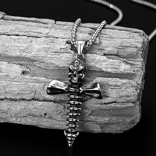 Collar con Dije de Calavera y Huesos Cruzados Estilo Punk