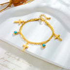 Pulsera de Doble Capa Adornada con Turquesa
