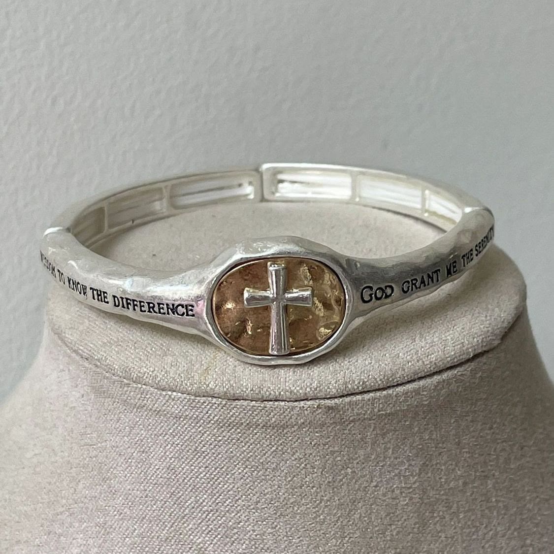 Pulsera de Cruz Grabada con Oración Vintage "Regalo de Dios"