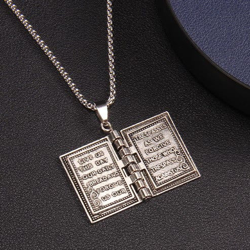 Collar de Calidad con Dije Giratorio de Cruz y Santa Biblia