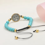 Pulsera de Cuentas de Turquesa de Oración y Bendición de San Benito