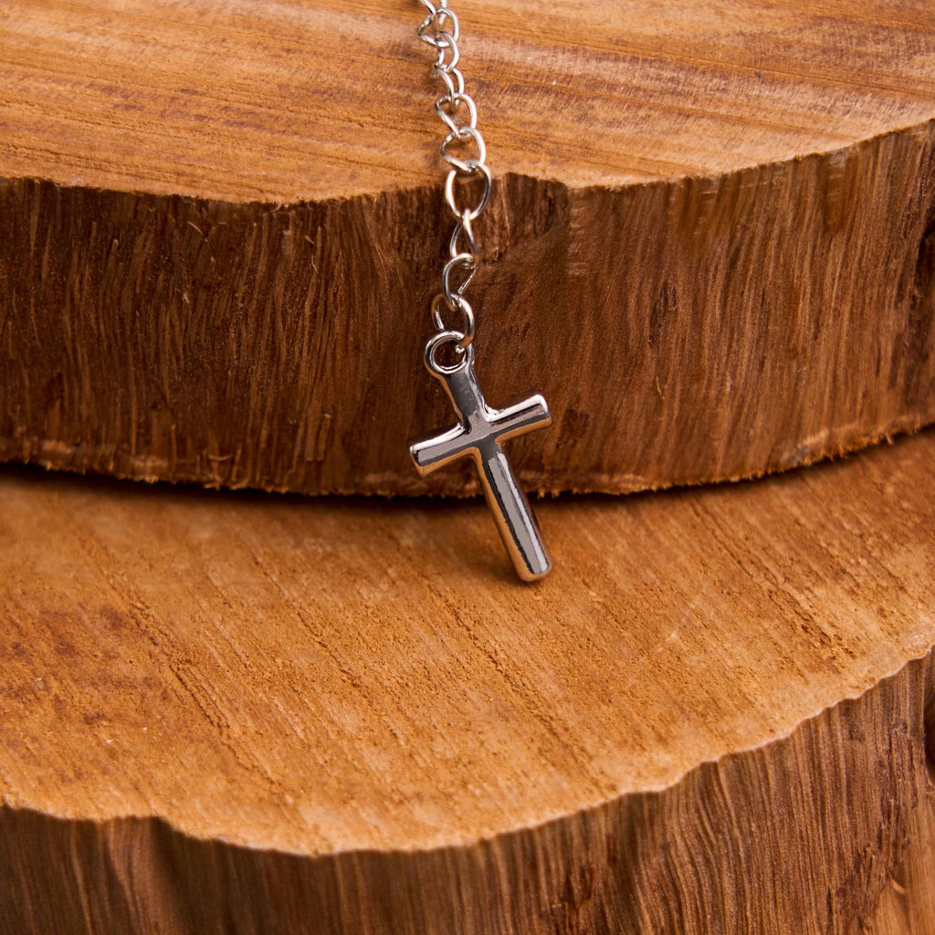 Pulsera Casual Ajustable con Medalla de la Virgen María y Cruz