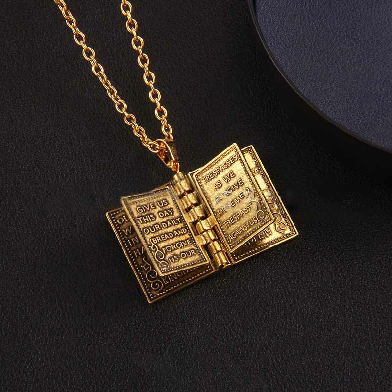 Collar de Calidad con Dije Giratorio de Cruz y Santa Biblia