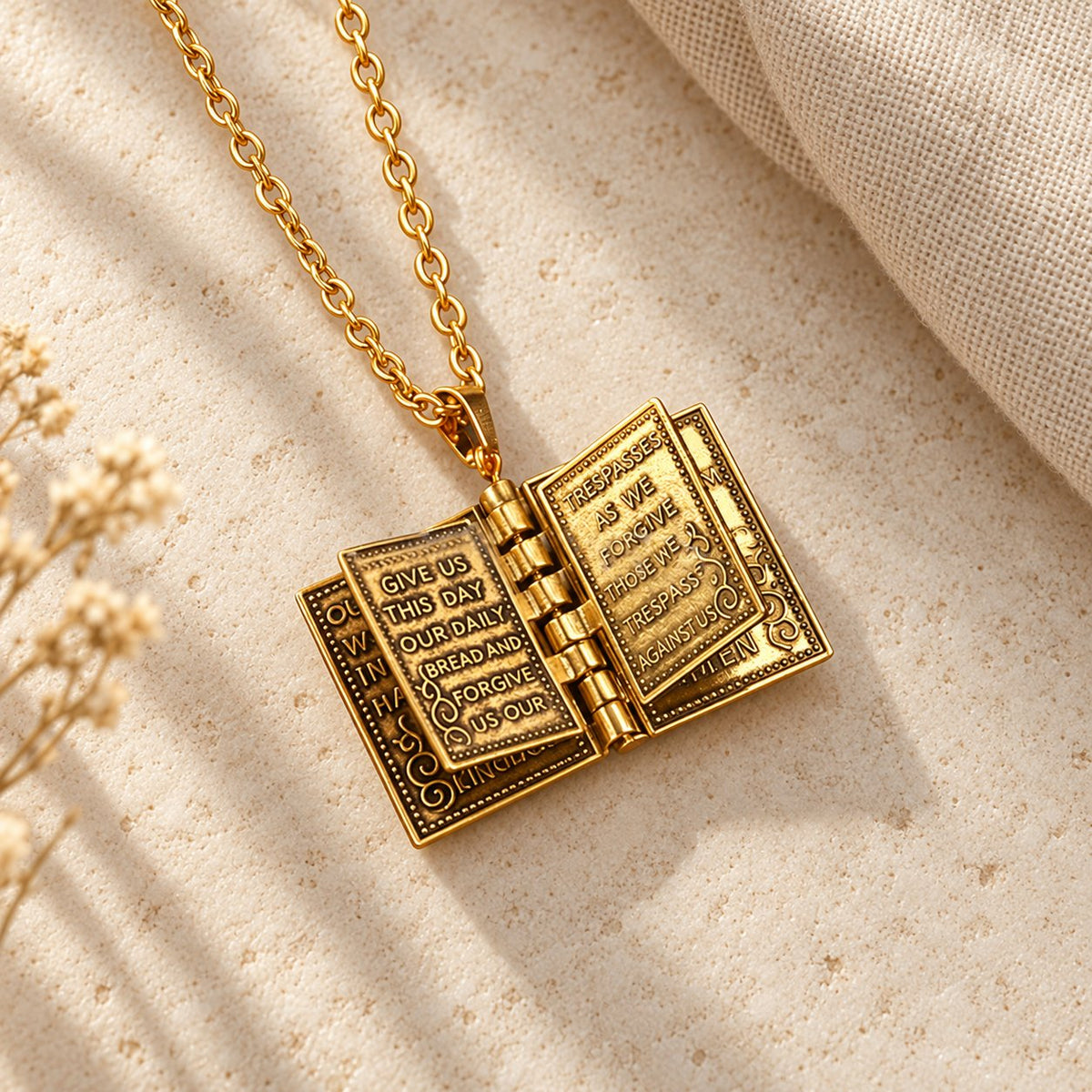Turnable Cross Holy Bible Pendant Quality Necklace