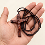 Jesus Crucifix Wooden Necklace