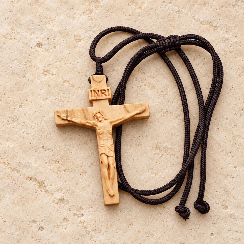 Jesus Crucifix Wooden Necklace