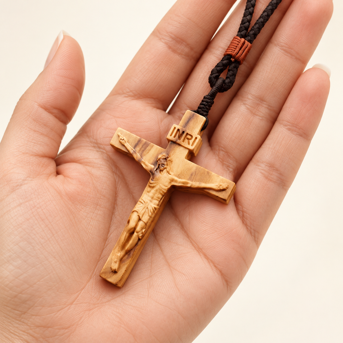 Jesus Crucifix Wooden Necklace