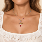 Bible 12 Gemstones Cross Pendant Necklace