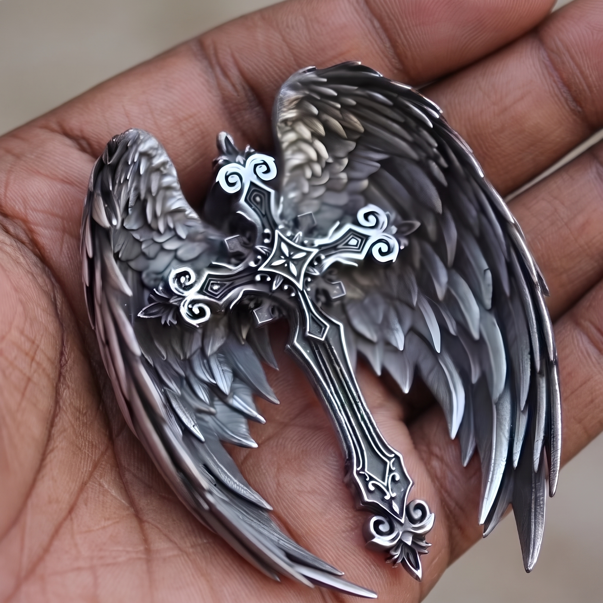 Collar con Dije de Cruz con Alas del Ángel de la Guarda: Joyería de Protección Espiritual