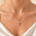 Modern Crowned in Faith Cross Necklace, Earrings