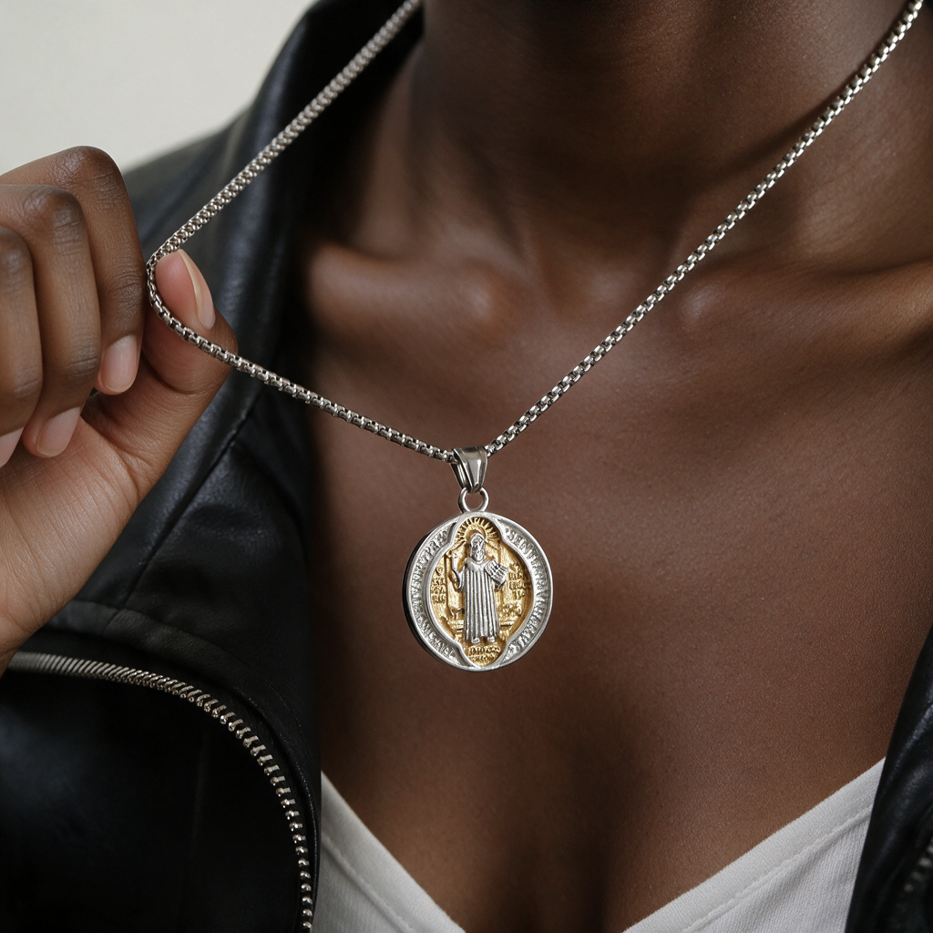 Classic Retro Style Crafted St. Benedict Sacred Protection Pendant