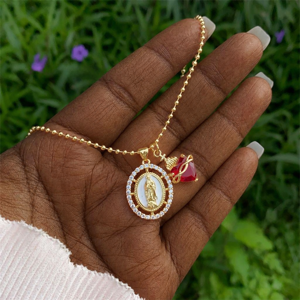 Collar de la Virgen y el Sagrado Corazón en 6 Estilos: Joyería Elegante Llena de Fe