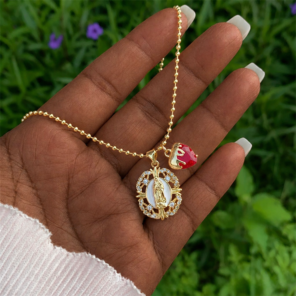 Collar de la Virgen y el Sagrado Corazón en 6 Estilos: Joyería Elegante Llena de Fe