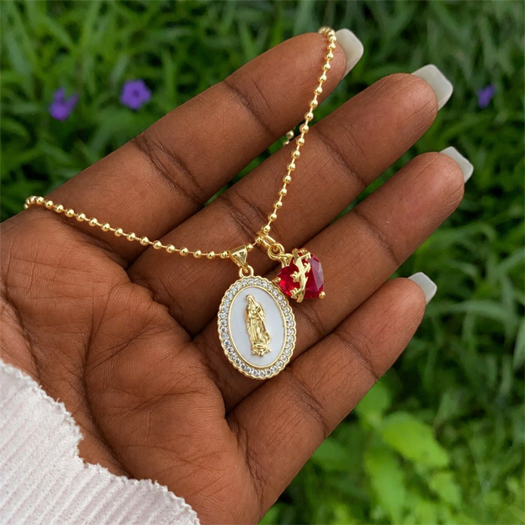 Collar de la Virgen y el Sagrado Corazón en 6 Estilos: Joyería Elegante Llena de Fe