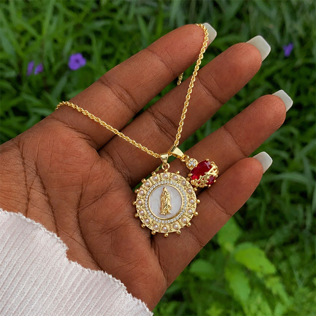 Collar de la Virgen y el Sagrado Corazón en 6 Estilos: Joyería Elegante Llena de Fe