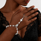 Pulsera Rosario de Anillo con Cuentas de Gema y Crucifijo: Emblema de Devoción Divina y Elegancia