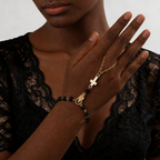 Pulsera Rosario de Anillo con Cuentas de Gema y Crucifijo: Emblema de Devoción Divina y Elegancia