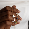 Collar de Cruz con Piedra del Mes Bíblica: Regalo de Joyería Religiosa