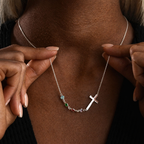 Collar de Cruz con Piedra del Mes Bíblica: Regalo de Joyería Religiosa
