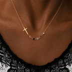 Collar de Cruz con Piedra del Mes Bíblica: Regalo de Joyería Religiosa