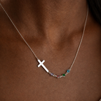 Collar de Cruz con Piedra del Mes Bíblica: Regalo de Joyería Religiosa