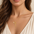Faith Script Cross Mustard Seed Necklace