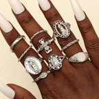Set de Anillos de Cruz Mariana en Oro y Plata: Señal de Devoción Celestial